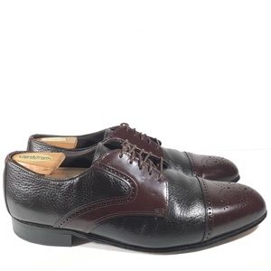 Dexter Burgundy Black Pebble Leather Cap Toe Shoe
